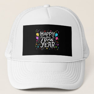 Happy New Year Holiday Fireworks Celebration Gift Trucker Hat