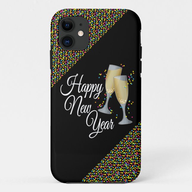 Happy New Year I Champagne Glasses Case-Mate iPhone Case (Back)