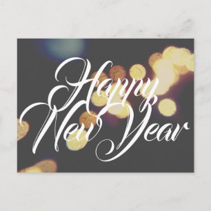 Happy New Year in bright lights Postcard