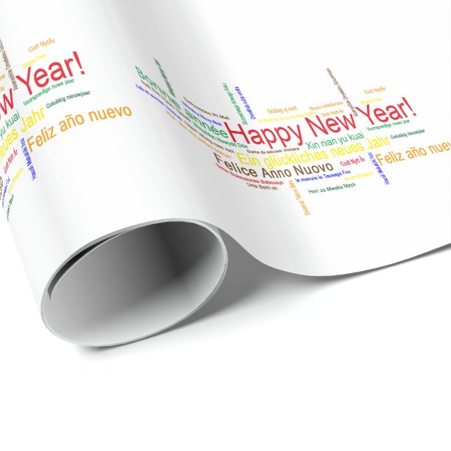 Happy New Year in different languages Wrapping Paper (Roll Corner)