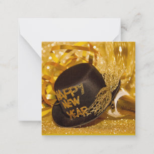 Happy New Year in gold and black Card