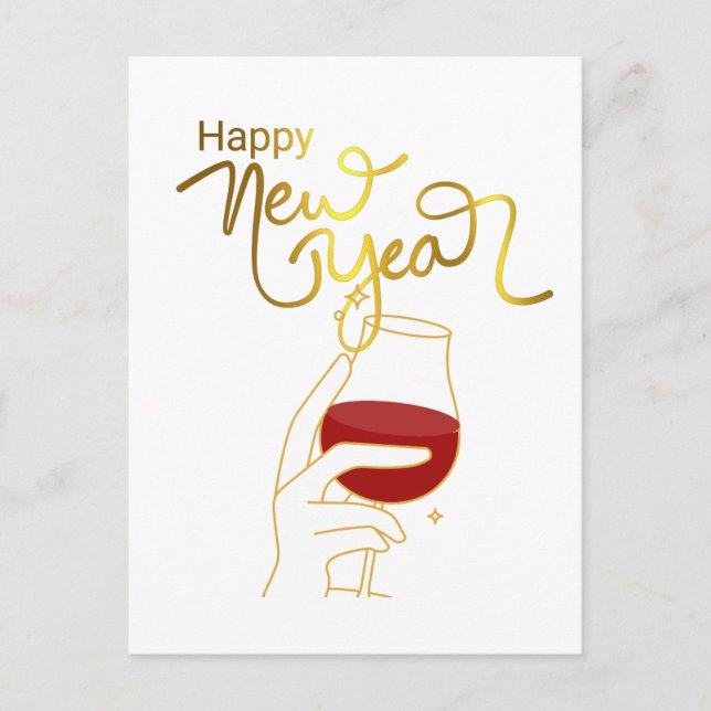 Happy New Year In Gold Postcard (Front)