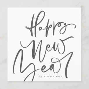 Happy New Year in Plain handwritten text Holiday Card