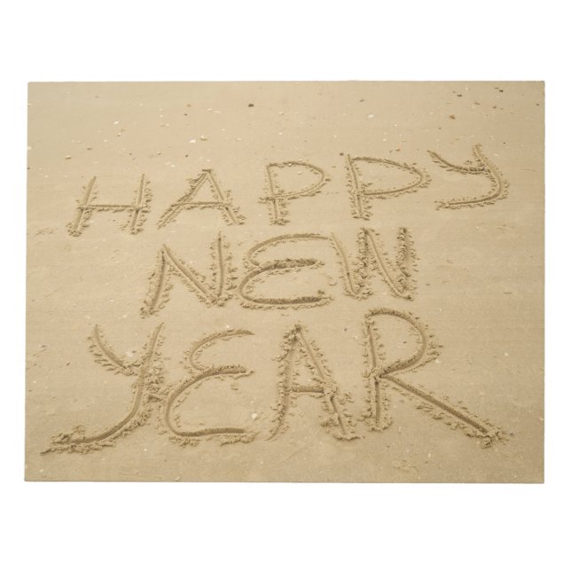 Happy New Year in Sand Notepad (Front)