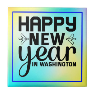 Happy New Year in Washington-54688 Ceramic Tile