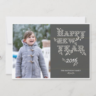 happy new year & leaves new year card