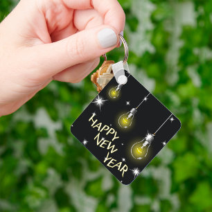 Happy New Year Lightbulbs Keychain
