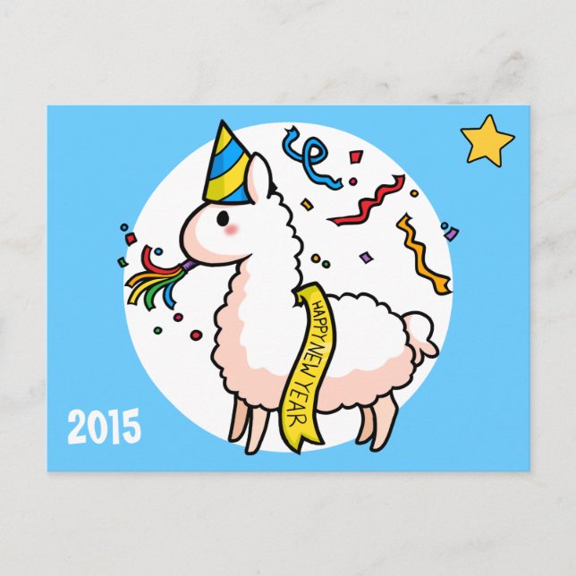 Happy New Year Llama Holiday Postcard (Front)