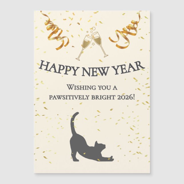 Happy New Year Magnetic Greeting Card (Front)