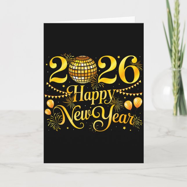 Happy New Year Matching New Year Eve Party Disco B Card (Front)