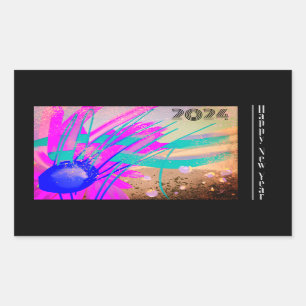 Happy New Year - Meadow at sunset Rectangular Sticker