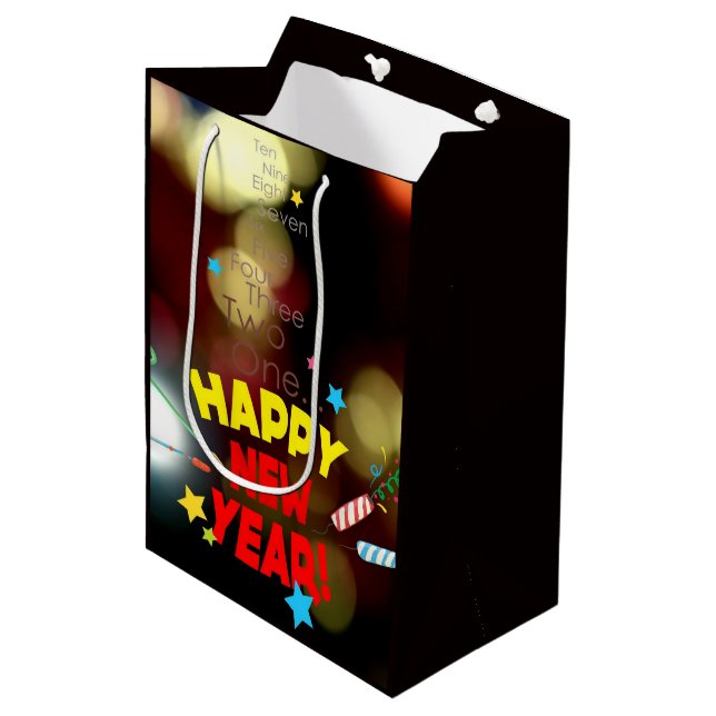 Happy New Year Medium Gift Bag (Front Angled)