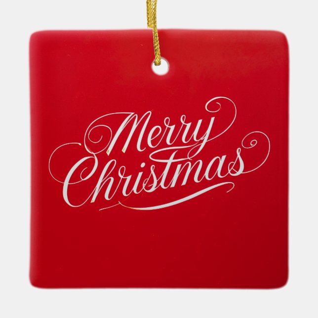 Happy New Year Merry Christmas Holiday Season Ceramic Ornament (Front)