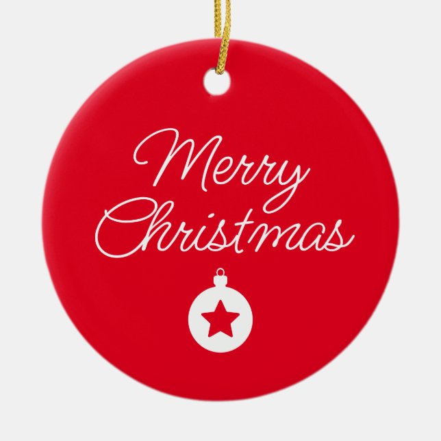 Happy New Year Merry Christmas Holiday Season Ceramic Ornament (Front)