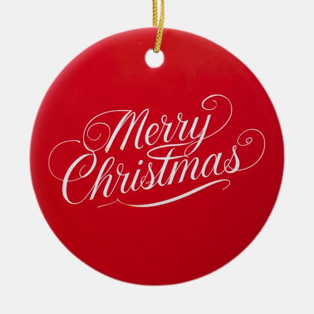 Happy New Year Merry Christmas Holiday Season Ceramic Ornament (Front)