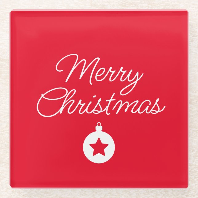 Happy New Year Merry Christmas Holiday Season Glass Coaster (Front)