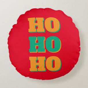 Happy New Year Merry Christmas Holiday Season HoHo Round Cushion