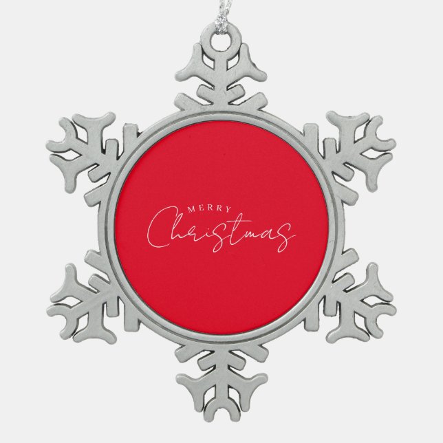 Happy New Year Merry Christmas Holiday Season Snowflake Pewter Christmas Ornament (Front)