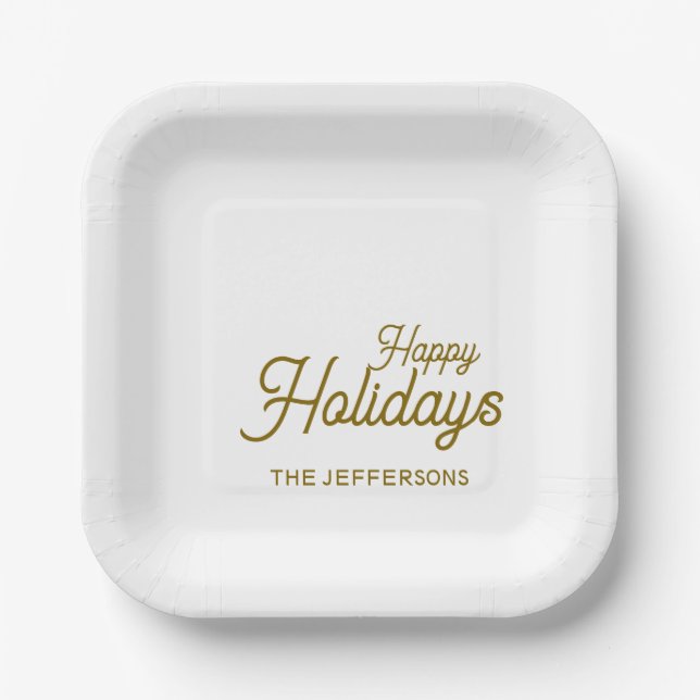 Happy New Year Merry Christmas Seasonal Family Paper Plate (Front)