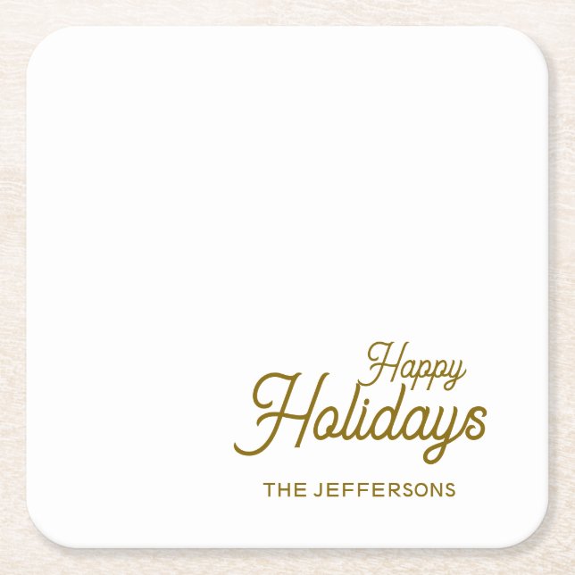 Happy New Year Merry Christmas Seasonal Family Square Paper Coaster (Front)