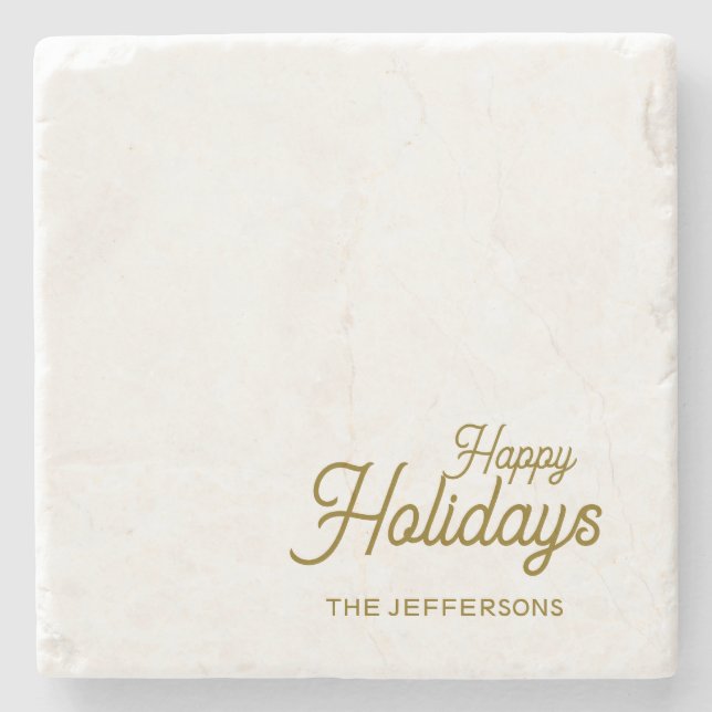 Happy New Year Merry Christmas Seasonal Family Stone Coaster (Front)