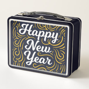 Happy New Year Metal Lunch Box