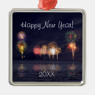 Happy New Year Metal Ornament