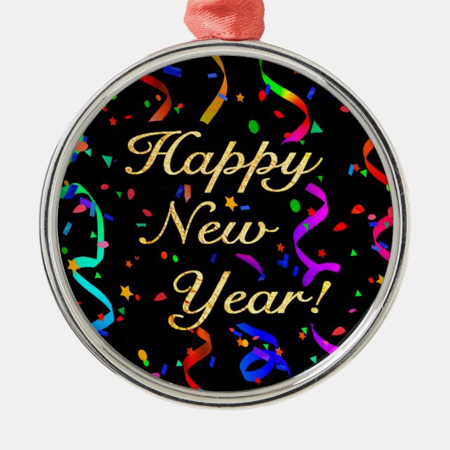 "Happy New Year!" Metal Ornament (Front)