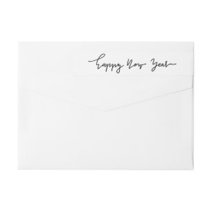 Happy New Year Minimal Handwritten Script Wrap Around Label
