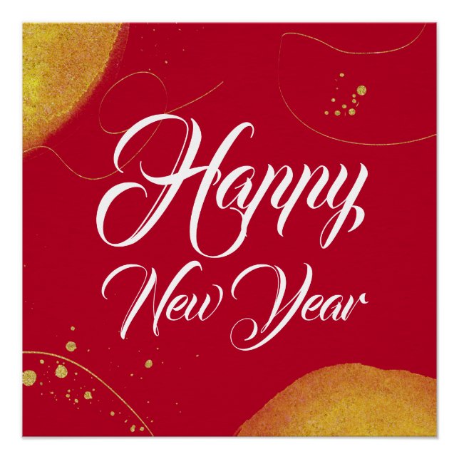 Happy new year minimalist abstract modern design poster (Front)