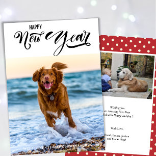 HAPPY NEW YEAR Minimalist Modern Script Photo Holiday Card