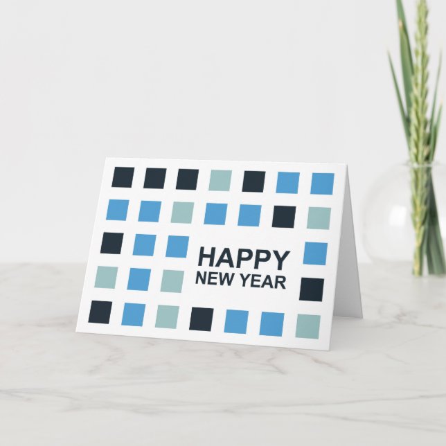 happy new year (mod squares) holiday card (Front)