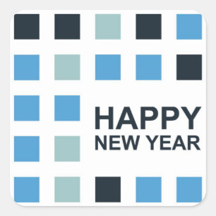 happy new year (mod squares) square sticker