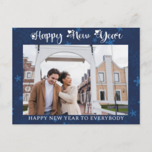 Happy New Year Modern Holiday Photo On Snowflakes Postcard