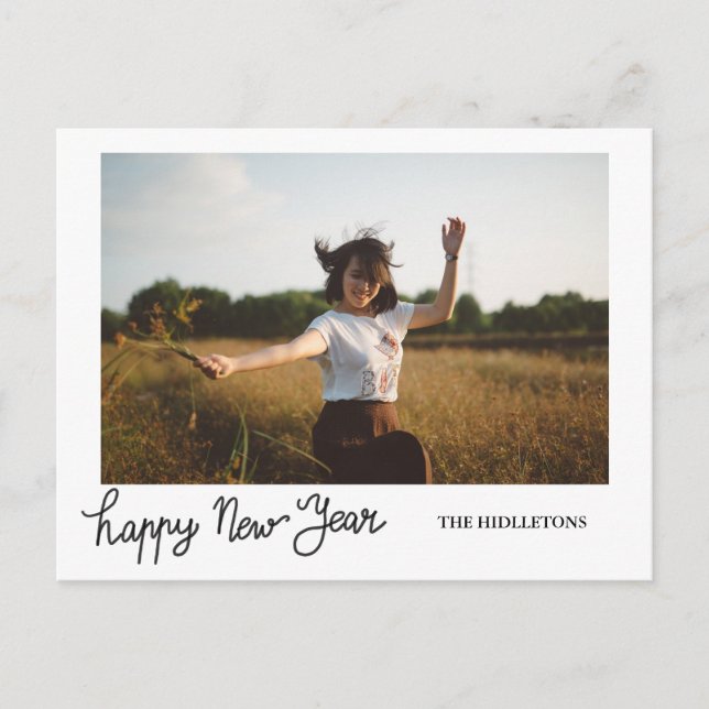 Happy New Year Modern Holiday Typography Photo (Front)