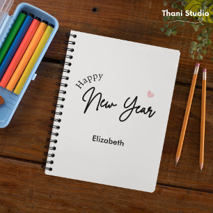 Happy New Year Modern Minimalist Typography White Planner