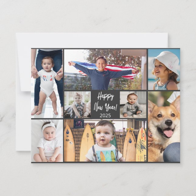 Happy New Year Modern Photo Card (Front)