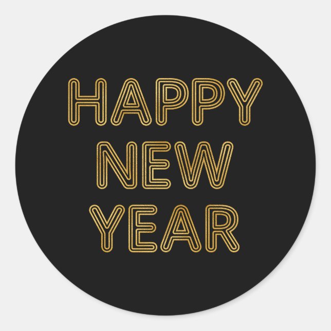 Happy New Year Modern Typography Classic Round Sticker (Front)
