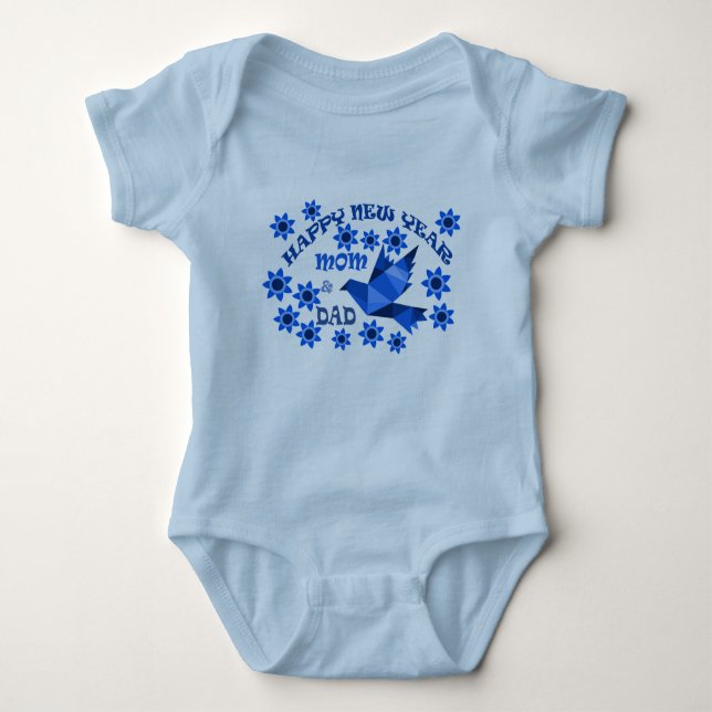 HAPPY NEW YEAR MOM & DAD 2023 , Baby Bodysuit  (Front)