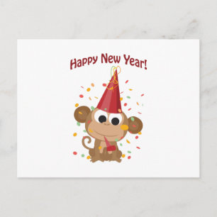 Happy New Year! Monkey Holiday Postcard