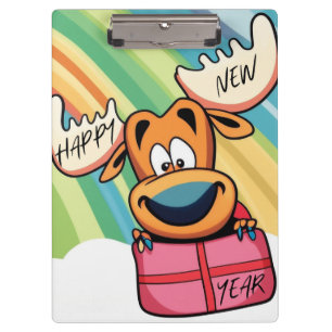 Happy New Year Moose - Festive Celebration Design Clipboard
