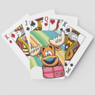 Happy New Year Moose - Festive Celebration Design Playing Cards