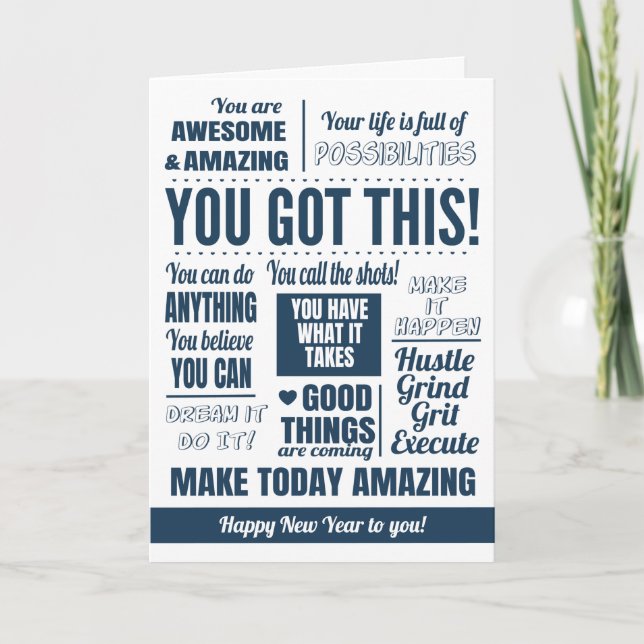 Happy New Year Motivational Quotes Card (Front)