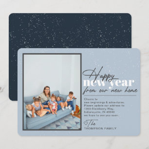 Happy New Year Moving Announcement Blue Photo