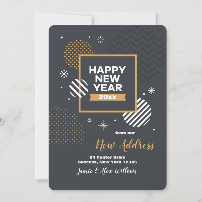 Happy New Year Moving Announcement Card (Front)