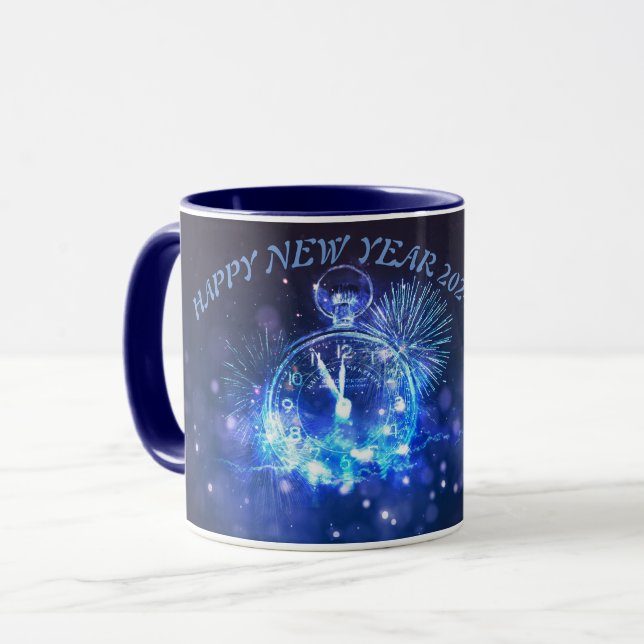 Happy New Year Mugs 2025navy blue colour  (Front Left)