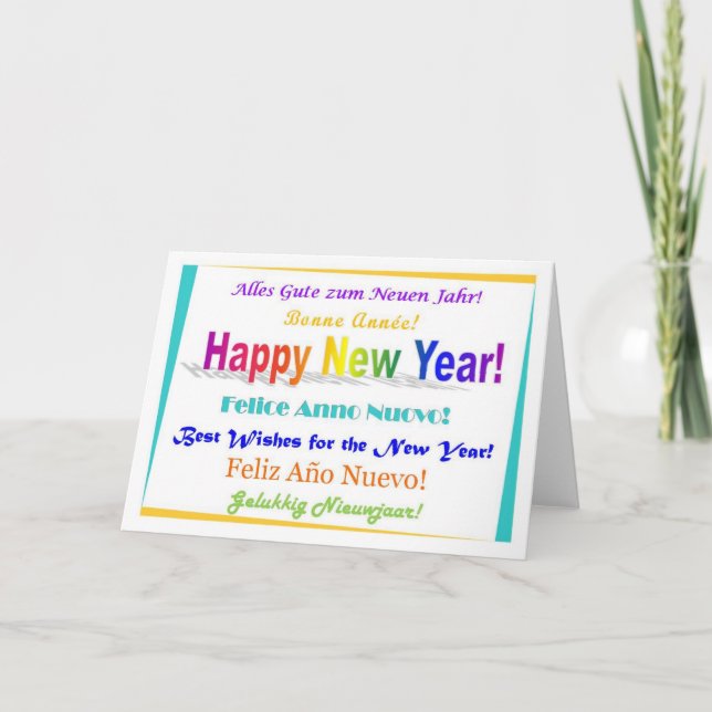 Happy New Year - multilingual Holiday Card (Front)