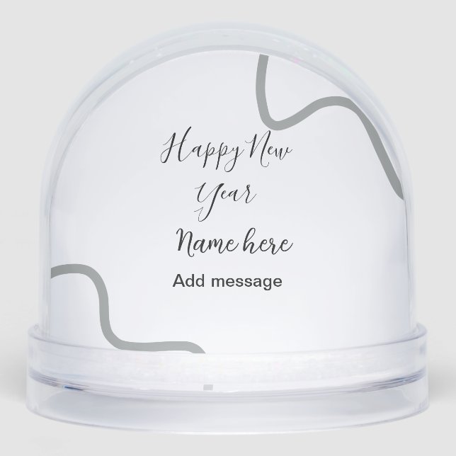 Happy new year name message grey simple holiday  snowglobe (Front)
