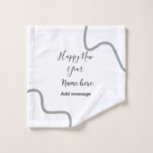 Happy new year name message grey simple holiday wash cloth