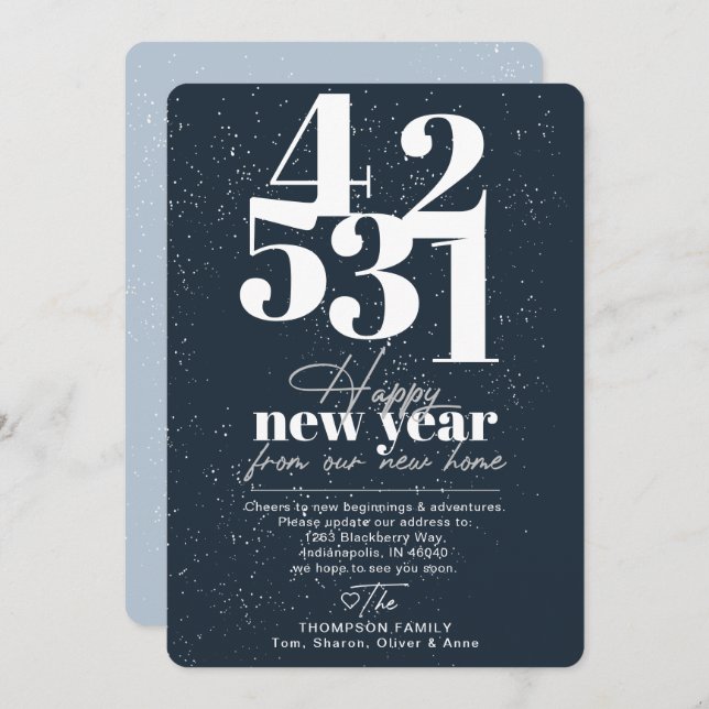 Happy New Year Navy Countdown Moving Announcement (Front/Back)